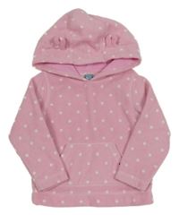 Světlerůžová puntíkatá fleecová mikina s kapucí GAP