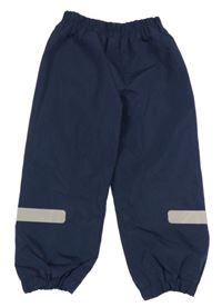 Tmavomodré šusťákové podšité kalhoty s proužkem F&F