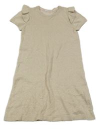 Světlerůžovétřpytivé pletené šaty s volánkem H&M