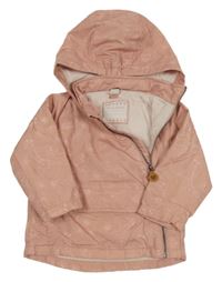 Světlerůžová šusťáková lehce zateplená bunda se zvířátky a kapucí Topomini