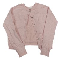 Světlerůžový melírovaný propínací svetr Next