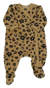 Béžový chlupatý overal s leopardím vzorem Ergee