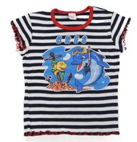 Černo-bílé pruhované tričko s delfínem 