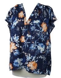 Dámská tmavomodrá halenka s květy H&M