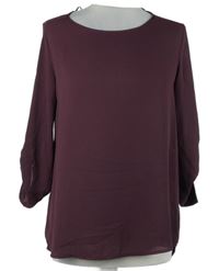 Dámská švestková lehká halenka s lodičkovým výstřihem