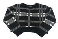 Černo-stříbrný kostkovaný crop svetr Primark