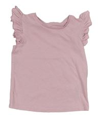 Světlerůžové tričko s volánky Primark