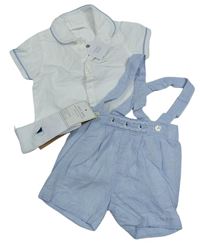 3set - Bílé košilové body + laclové kraťasy + ponožky Next