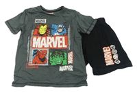 Tmavošedo-černé kraťasové pyžamo - Avengers Marvel