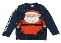 Tmavomodrý svetr se Santou a vločkami George