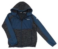 Tmavomodro- šedo-melírovaná propínací thermo mikina s kapucí Regatta