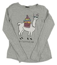 Šedé triko s lamou Page one young