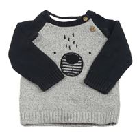 Šedo-černý svetr s medvědem F&F