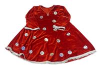 Červené sametové šaty s vločkami 