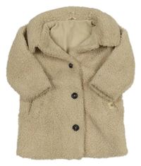 Béžový huňatý podšitý kabát s límečkem George