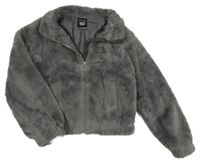Antracitová kožešinová podšitá bunda New Look