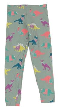Světlezelené legíny s neonovými dinosaury 