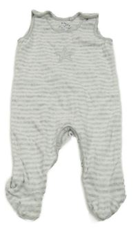 Bílo-šedé pruhované sametové dupačky s hvězdou 