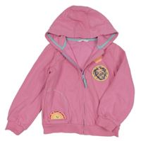 Růžová propínací mikina s nášivkou a kapucí M&S