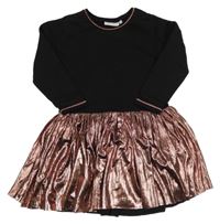 Černo-starorůžové teplákové šaty s metalickou sukní Danamade