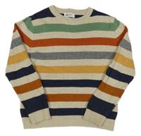 Béžovo-barevný pruhovaný melírovaný svetr H&M