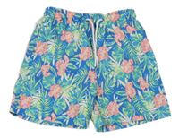 Modré květované plážové kraťasy Primark