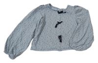 Světlemodré květované crop triko s mašlemi zara