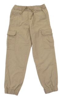Béžové plátěné cuff cargo kalhoty H&M