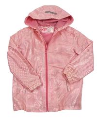 Růžovo-bílá vzorovaná nepromokavá zateplená bunda s kapucí Pocopiano