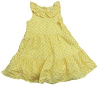 Žluté plátěné madeirové šaty s límečkem F&F