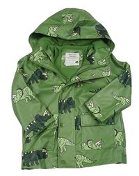 Zelená nepromokavá jarní bunda s dinosaury a kapucí Primark