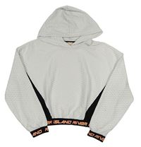 Bílo-černá crop mikina s nápisem a kapucí River Island