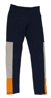 Tmavomodro-světlefialovo-oranžové sportovní legíny H&M