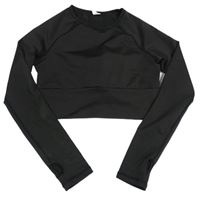 Černé sportovní crop triko Shein