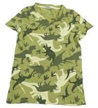 Khaki tričko s dinosaury 