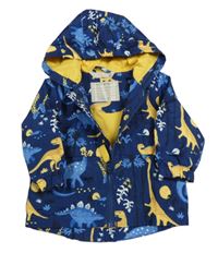 Tmavomodrá šusťáková podzimní bunda s dinosaurem a kapucí John Lewis