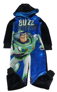 Černo-modrá chlupatá kombinéza s Buzzem a kapucí Disney