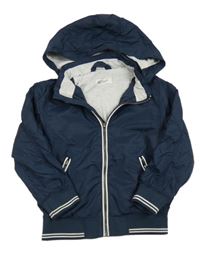 Tmavomodrá šusťáková podzimní bunda s kapucí H&M