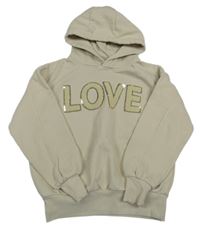 Béžová oversize mikina s nápisem a kapucí George 