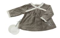 Nové - Béžová sametová mikina se srdíčky Absorba