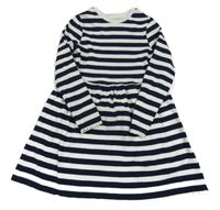 Tmavomodro-bílé pruhované žebrované šaty M&S