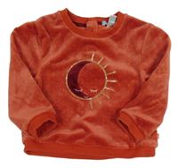 Červená sametová mikina se sluníčkem Obaibi