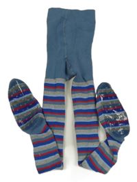 Modré punčocháče s proužky Lupilu