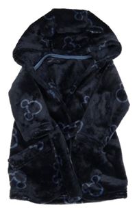 Tmavomodrý chlupatý župan s Mickeym a kapucí George 