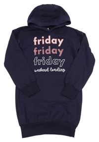 Lilkové teplákové šaty s nápisy a kapucí Y.F.K.