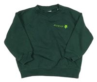 Tmavozelená mikina s nápisem Zara 