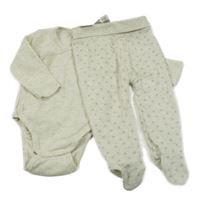 Nové - Béžovo-šedé melírované body + polodupky Topolino