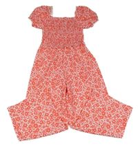 Bílo-červený květinový žabičkový overal Dunnes