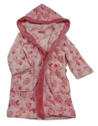Světlerůžovo-růžový chlupatý župan s Minnie a kapucí
