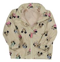 Béžová šusťáková jarní bunda s Minnií a MIckeym H&M